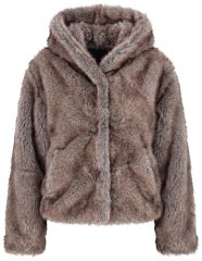 Ulla Popken 854617 Giacca in pelliccia sintetica Beige