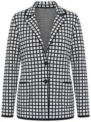 Ulla Popken 855173 Blazer in maglia a quadri Bianco panna