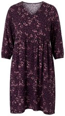 Ulla Popken 855270 Abito in jersey fantasia con scollo a V Nero
