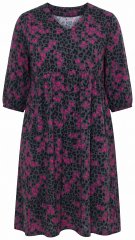 Ulla Popken 855270 Abito in jersey fantasia con scollo a V Antracite