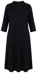 Ulla Popken 855373 Abito in jersey fantasia Nero