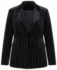 Ulla Popken 855499 Blazer in velluto con strass Nero