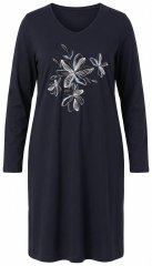 Ulla Popken 856132 Camicia da notte a fiori Nero