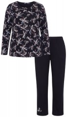 Ulla Popken 856134 Pigiama a fiori Nero