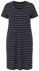 Ulla Popken 856135 Camicia da notte a righe in cotone biologico Nero