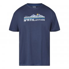 North Latitude Mountain T-Shirt V-Neck Blu navy