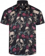 Kam Jean 6074 Camicia a maniche corte con stampa teschio nera