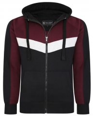Kam Jeans 7048 Chevron Panelled Hoodie Burgundy