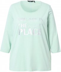 Ulla Popken Metallic Lettering 3/4 Sleeve Tee Mint Green