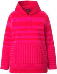 Ulla Popken Oversized Striped Long Sleeve Hoodie Lychee