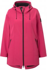 Ulla Popken Hyprar Soft Shell Water Repellent Hooded Jacket Pink Garnet