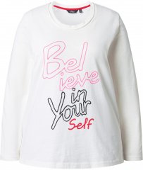 Ulla Popken Motivational Graphic Long Sleeve Tee Off-White