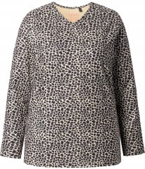 Ulla Popken Leopard Print Long Sleeve Ski Tee Black