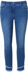 Ulla Popken Double Fringe Hem Stretch Fit Jeans Denim Blue