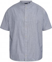 North Latitude 61164 Camicia a Righe con Collo alla Coreana Grigio