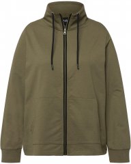Ulla Popken Contrast Color Zip Up Sweatshirt Loden Green