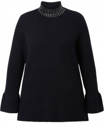 Ulla Popken Flared Sleeve Turtleneck Sweater Black