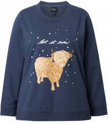 Ulla Popken Let It Snow Sequins Sweatshirt Ink Blue