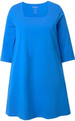 Ulla Popken Square Neckline Knit Swing A-line Pocket Tunic Lapis Blue