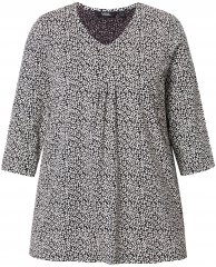 Ulla Popken Floral A-Line 3/4 Sleeve Tee Black