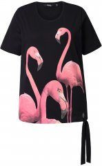 Ulla Popken Flamingo Short Sleeve Graphic Tee Black