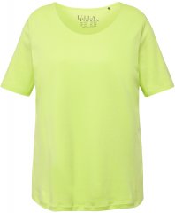 Ulla Popken Double Layer Rounded V-Neck Slim Fit Tee Lime Green