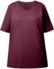 Ulla Popken Basic Round Neck Short Sleeve Relaxed Fit T-Shirt Dark Red