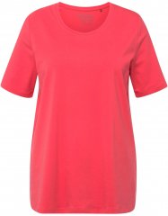 Ulla Popken Essential Round Neck Stretch Tee Dark Coral