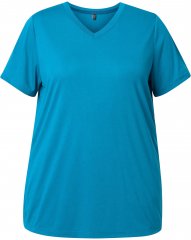 Ulla Popken Functional Antibacterial Finish V-Neck Short Sleeve Knit Top Opal Green