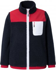 Ulla Popken Color Block Teddy Fleece Jacket Navy