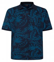 Espionage P222 Polo con stampa a foglie blu navy/teal