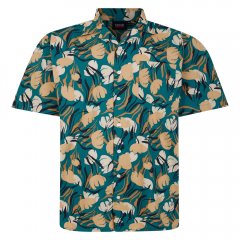 Espionage SH433 camicia a maniche corte con stampa floreale astratta verde/tortora