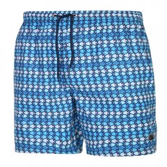 Espionage SW086 Pantaloncini da Bagno con Stampa di Pesci Blu