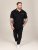 D555 Potts Jersey Polo With Jacquard Collar & Cuffs Nero - Polo - Polo Uomo Taglie Forti