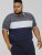 D555 EMERSON Cut And Sew Polo With Jacquard Collar Navy - Polo - Polo Uomo Taglie Forti