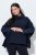 Ulla Popken 820620 Maglione poncho con collo alto Blu scuro - Poncho e mantelle - 