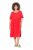 Ulla Popken 829837 Abito in misto lino a maniche corte Rosso - Abiti estivi - Abiti estivi taglie forti