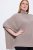 Ulla Popken 844996 Poncho a coste in merino con collo alto Marrone chiaro - Poncho e mantelle - 