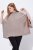 Ulla Popken 844996 Poncho a coste in merino con collo alto Marrone chiaro - Poncho e mantelle - 