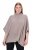 Ulla Popken 844996 Poncho a coste in merino con collo alto Marrone chiaro - Poncho e mantelle - 