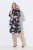 Ulla Popken 848061 Abito midi a fiori con maniche a 3/4 Nero - Vestiti midi - Abiti midi taglie comode