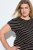Ulla Popken 848921 Abito in jersey a righe con cintura da annodare Nero - Vestiti maxi - Abiti maxi taglie forti