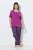 Ulla Popken 850864 Set pigiama 3 pezzi a quadri Viola - Pigiami/Loungewear - 