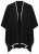 Ulla Popken 851127 Poncho in maglia aperto con bordo di strass Nero - Poncho e mantelle - 