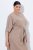 Ulla Popken 852288 Abito midi a maniche corte con cintura da annodare Marrone chiaro - Vestiti midi - Abiti midi taglie comode