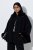 Ulla Popken 852644 Giacca a mantella con bordo in pelliccia sintetica Nero - Poncho e mantelle - 
