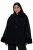Ulla Popken 852644 Giacca a mantella con bordo in pelliccia sintetica Nero - Poncho e mantelle - 