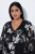 Ulla Popken 852959 Abito a fiori con maniche a 3/4 Nero - Vestiti midi - Abiti midi taglie comode