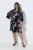 Ulla Popken 852959 Abito a fiori con maniche a 3/4 Nero - Vestiti midi - Abiti midi taglie comode