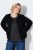 Ulla Popken 853685 Giacca corta in teddy con profili effetto pelle Nero - Giacche - Giacche taglie forti da donna
